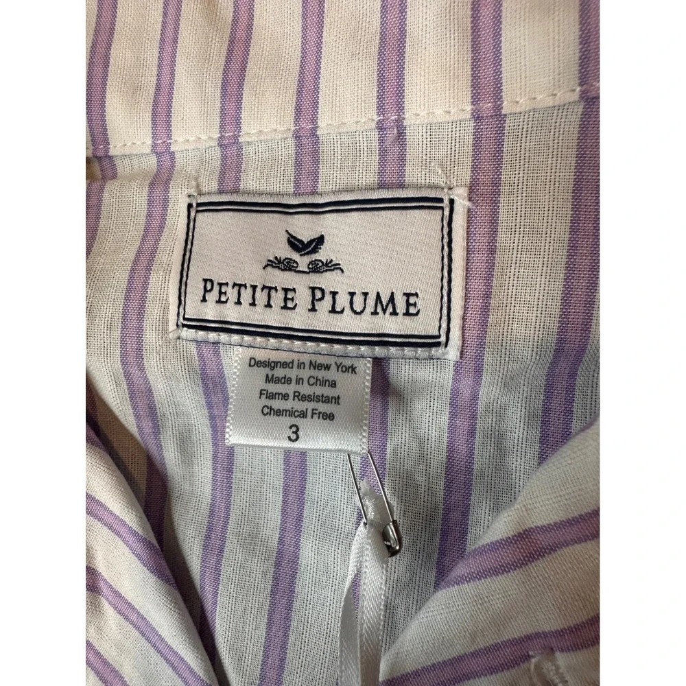 Petite Plume Girls Lavender French Ticking Pajama Set Purple Stripe Size 3 NEW